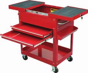 (T748A) SDC-2D SERVICE CART 2 x push handles Top table pulls apart for tool access 2 drawers with ball bearing slides Key lockable top pull apart section Powder coated finish