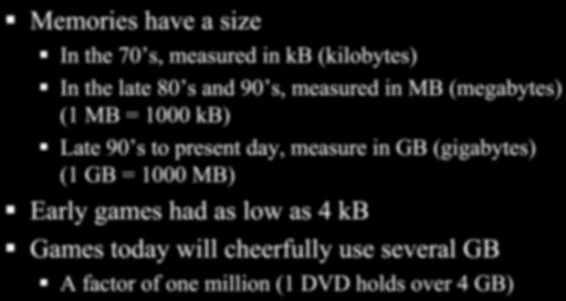 In the late 8 s and 9 s, measured in MB (megabytes) (1 MB = 1 kb)!
