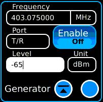 Generators Menu Entering Frequencies and Levels Direct Entry Button Entry Scroll Bar Entry When you touch or select a