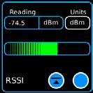 Meters Menu RSSI Meter Meter Color codes Black: No limit is set Red: Reading is above the upper limit Green: Reading is within limits Blue: Readings