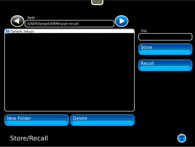 Utilities Menu Store/Recall Navigation When first entering the Store/Recall Menu, a folder named Sample Setups will be