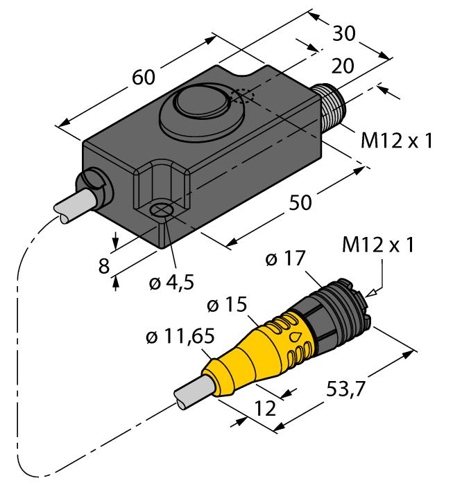 pcs. per bag TX1-Q20L60 6967114 Teach adapter for inductive encoders, linear position, angle and