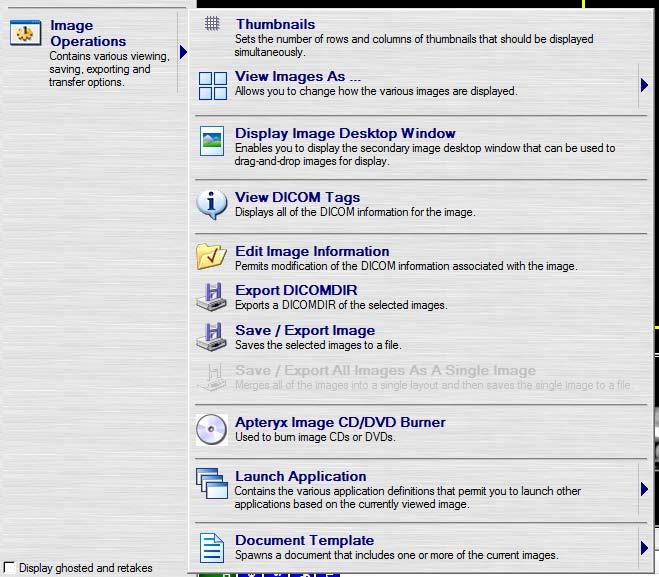 Image Operations i. Thumbnails: Thumbnails allows a user to adjust the number of thumbnails displayed simultaneously when viewing images as Thumbnails.