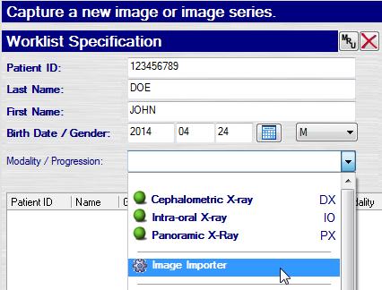 4. Click Capture Images 5. The Image Importer interface will appear: 6. Choose Import 7. A Windows Explorer window will appear, allowing images to be selected.
