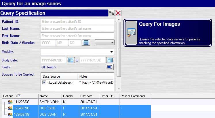 Perform an image query. 4. Highlight patient(s) that will be modified. Multiple patients may be selected and modified simultaneously.