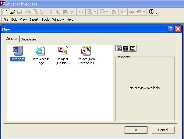 Figura1 Caseta de dialog Microsoft Access Blank Database permite