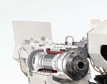 Workpiece transfer is made possible by having each headstock move towards the
