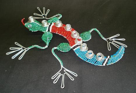 This crocodile made of wire and beads will enliven your Chanukah celebration. Size: 11.