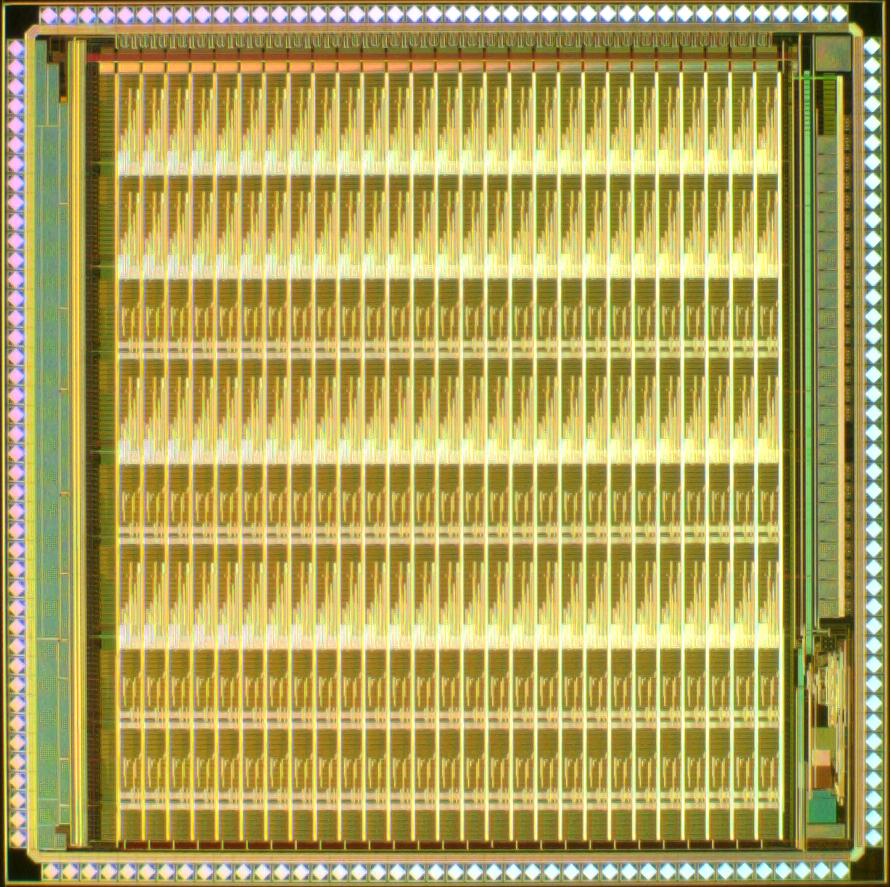 Figure 33: Die photo of the fabricated FPAADD. 5.4 System Verification The FPAADD as described in Section 5.1 was fabricated in a standard double-poly, single n-well, 4 metal CMOS 0.35um process.