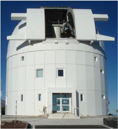 Fig. 8. Dome, Shutter and Telescope of the ESA s Optical Ground Station (OGS). Fig. 9. The telescopes of the ESA s Optical Ground Station (OGS) used for the in-orbit test of the EDRS-A LCT.
