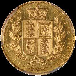This splendid sovereign, seen normally only in the finest of advanced collections, was the product of one of the most skilled die engravers in history, William Wyon.
