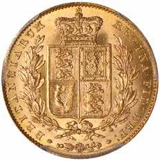 36 Victoria, sovereign, 1838, young head l., rev. crowned shield of arms within wreath (S.