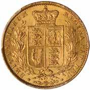 82 Victoria, sovereign, 1869, die no. 60, young head l., rev. crowned shield of arms within wreath (S.