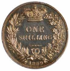 229 Victoria, proof shilling, 1839, plain edge, no W.W. on truncation, struck en médaille, young head l., rev. value within wreath (S.3904; ESC.
