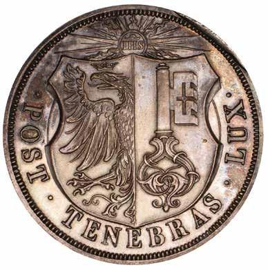 Switzerland, Geneva, 10 francs, 1851, shield of arms, rev.