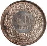 francs, 1850A, Helvetia seated l., rev.