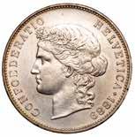 371 372 371 Switzerland, 5 francs, 1889B, laur. head l., rev.