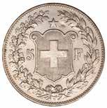 200-250 375 376 375 Switzerland, 5 francs, 1908B, laur. head l.