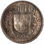 379 380 379 Switzerland, 5 francs, 1924B, bust of