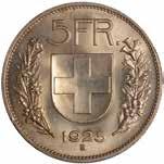 400-450 380 Switzerland, 5 francs, 1925B, bust of  