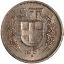 385 Switzerland, 5 francs, 1931B, Type II, bust of William Tell r., rev.