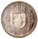 silver 5 francs, 1937B, bust of William Tell r.