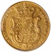 21 George IV, sovereign, 1828, bare head l., rev. crowned shield of arms (S.