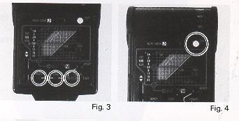 * When the flash unit is not used for a long period of time, unload the batteries. TESTING THE FLASH UNIT 1. Turn ON the power with the ON/ OFF switch. (Fig. 3) 2.