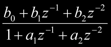 Digital filters (2) An infinite impulse response (IIR) filter has built-in recursion, e.g. like Transfer function: b 0 + b 1 z 1 + b 2 z 2 1 + a 1 z 1 + a 2 z 2 Example: b 0 1 + b k z k 10 8 6 4 2πk τ s is a comb filter.