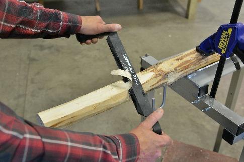 Re-secure the log, and resume 1 Obtain the log you want to tenon Cut it to length and make sure the ends are flat.
