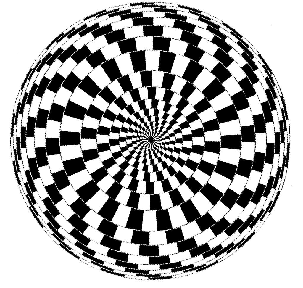 Draw 7 more lines like this, each one curved in the same direction and breaking the circle into equal pieces. Erase the center circle. Shade every second shape in the inner ring.