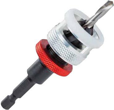Adjustable Depth Stop For accurate control of countersink depth Removable Drill For easy replacement TCT Countersink For use in cement sheet, blue board, timber, plastic & abrasive materials Inch mm
