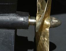 When you turn the tap, it pulls a screw up, allowing water through the faucet. Another type of screw is a propeller.