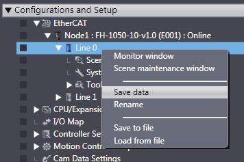 6 Online Debugging 6-5 Saving Settings Data After adjusting the settings data, you need to save the settings data to the flash memory of the FH vision sensor.