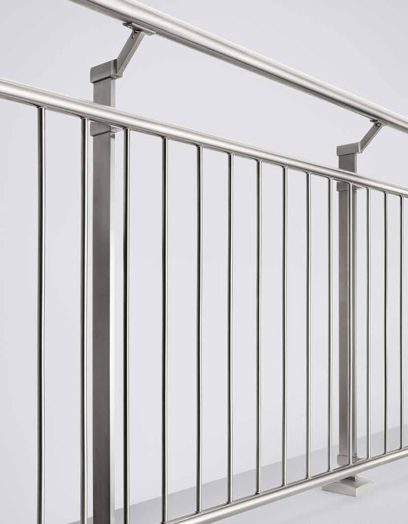 Suitable for: Top, in-floor and fascia mount Material: Stainless steel 316 Vertical bars or glass panels thickness: 8-13.52 mm Can be combined with different handrails.