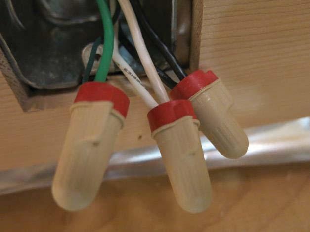 Final electrical connections: To be used as a reference only to your electrician, Photo s 20 and 21 show correct wire termination and completed junction box assembly.