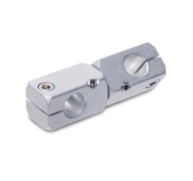MSM-G Twistable two-way connecting clamps Aluminium. Clamping and grub screws AISI 0 stainless steel with hexagon socket. Standard executions - MSM-G-ANB: anodised aluminium, black colour.