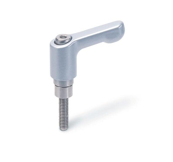 GN Clamping kit Lever body Zinc alloy die-cast, epoxy resin coating. Colour RAL 00 silver. Standard execution AISI 0 stainless steel clamping element with retaining screw.