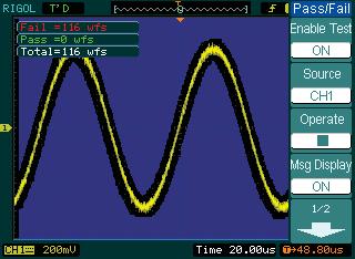 the waveforms outputted by Pass/Fail test could be easily recorded. Totally, up to 1000 frames of wavefoms can be recorded.