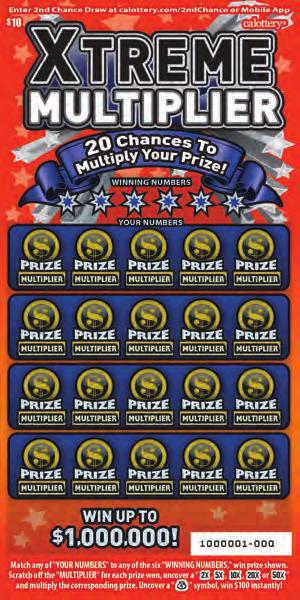 FEBRUARY 2019 XTREME MULTIPLIER $ 10 GAME #1346 20 CHANCES TO MULTIPLY YOUR PRIZE! WIN UP TO,000,000! HOW TO PLAY Match any of YOUR NUMBERS to any of the six WINNING NUMBERS, win prize shown.