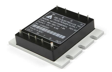 HA1SV12008 100W DC/DC Power Modules FEATURES High efficiency : 86% @110Vin full load Size:61.0mm*57.9mm*12.7mm(2.4 *2.28 *0.
