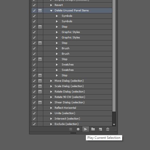 Illustrator makes it easy to save extra file size by deleting these unused elements through an Action.
