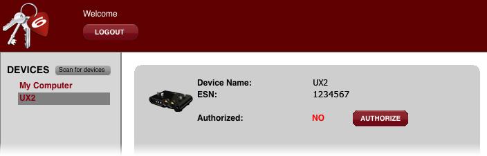 3 Device Status - Information about your selected device and its authorization status appears here.