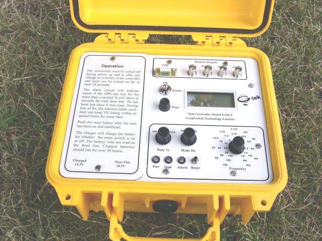 GAP SAM-2 Transmitter Controller Controls Zonge GGT-10, GGT-30 geophysical transmitters Precise synchronisation with GPS timing strobes (accurate to 1µs) Synchronisation updates every second no drift