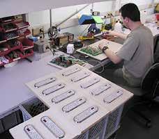Electronic components are carefully