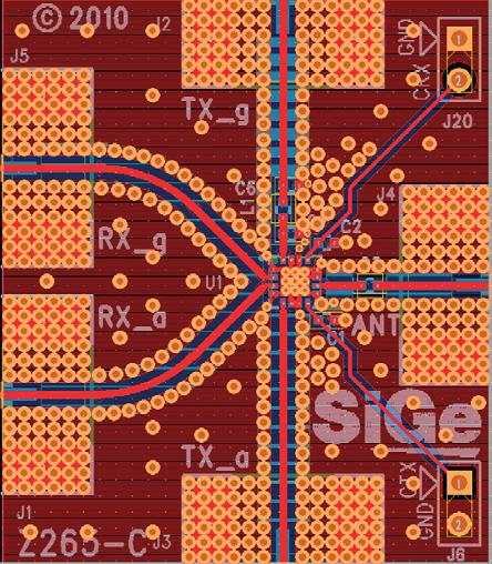 DATA SHEET SE577L: DUAL-BAND 80. WIRELESS FRONT-END MODULE Y583 Figure 4. SE577L Evaluation Board Assembly Diagram Table 8.