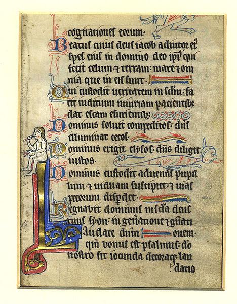 Figure 3: Early 14 th century page from a Psalter showing illuminated manuscript and the Church s role