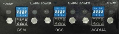 Turn ON the dip switches to reduce power as follows:  (DL1 & UL1 Alarm Low) For 800MHz or 900 MHz Band (DL2 & UL2 Alarm High) For 1700, 1800, 1900 & 2100 MHz Band For triple system