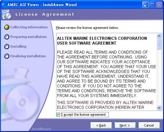 Step 3: Please read and agree the license agreement before clicking on to continue.