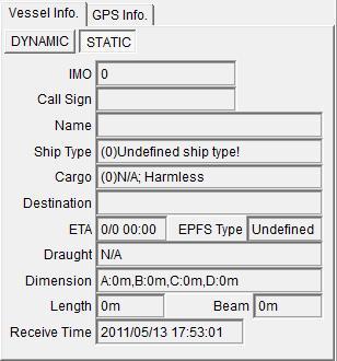 Figure 4-3-5-1-2 Static Data STATIC: IMO: International Marine Organization Number Call Sign: The call sign of the target ship. Name: The name of the target ship.